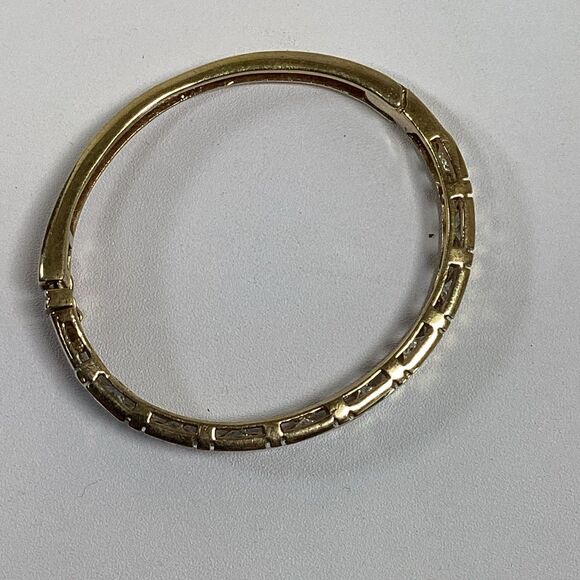 Bangle Bracelet Gold Over 925 Sterling Silver Triangle Cut CZ Hinged Thailand - Picture 2 of 9